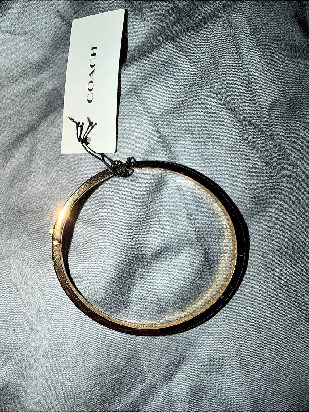 COACH Signature Pave Hinged Bangle Bracelet- Gold